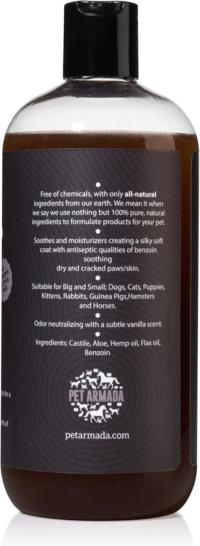 Pet Armada Pet Shampoo - All Natural - Benzoin Antiseptic Qualities - Aloe for The Skin and Flaxseed Oil and Hempseed Oil for The Coat, Vanilla Scent - Made in The USA
