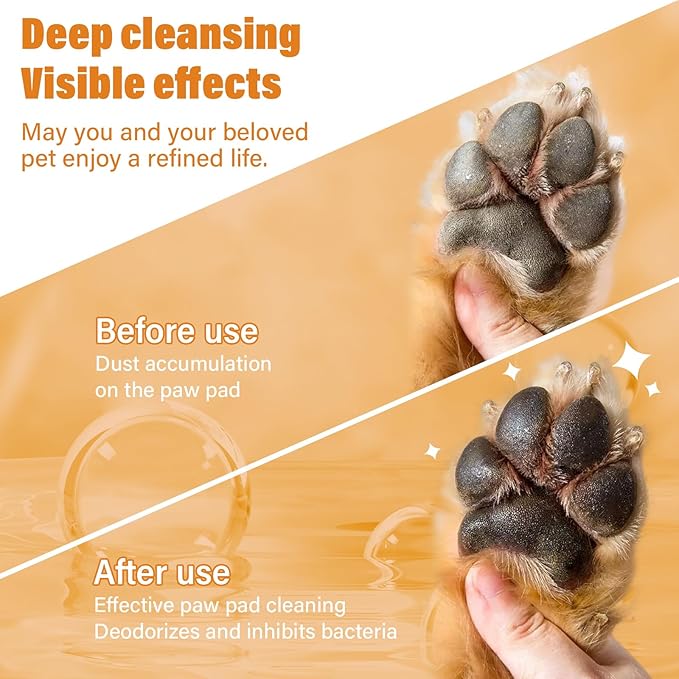 Paw Cleaner for Dogs and Cats,Magic Foam - Clean Paws Rinse Free Foaming Cleanser-Dry Shampoo, Foot Cleaner Brush - with Rose Extract, Odor Control Wash - Good for Puppy