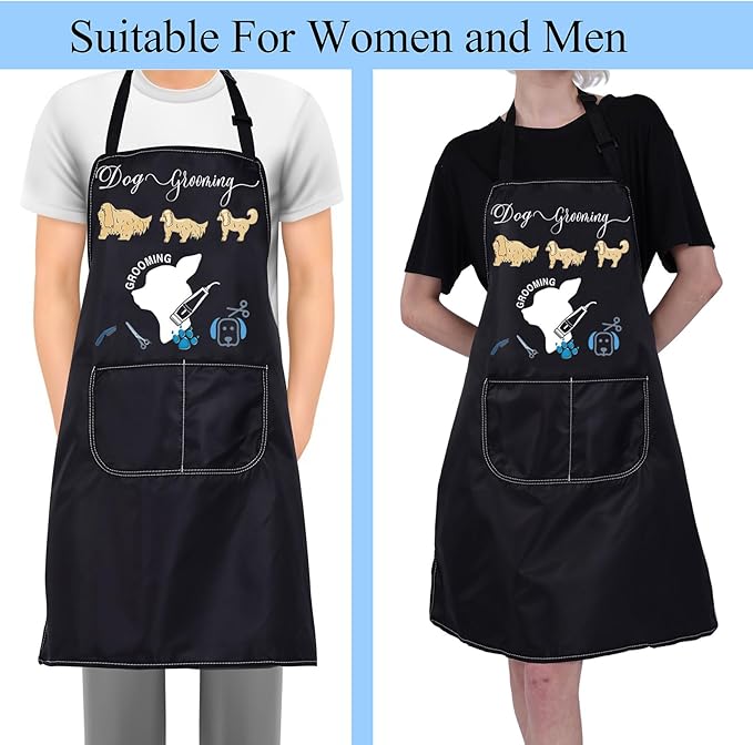 CMNIM Dog Groomer Apron with Pockets, Waterproof, Dog Groomers Apron