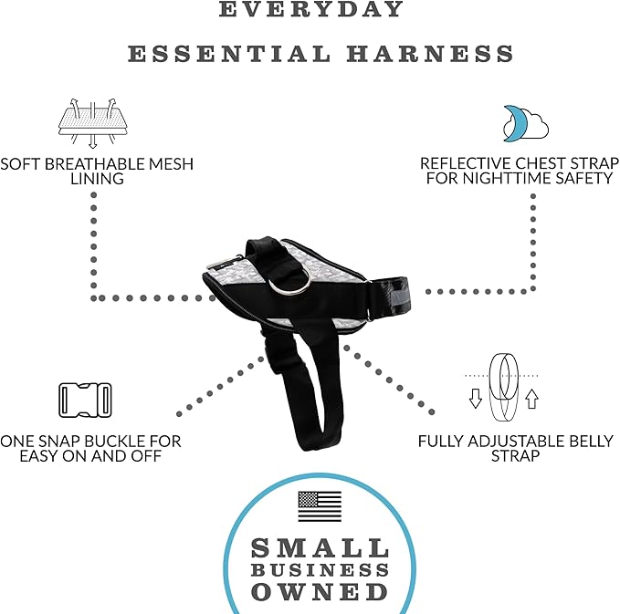ShawnCo Essential Dog Harness, No-Pull Pet Vest with 3 Leash Clips, No Choke, Reflective, Adjustable and Padded, for Easy Walking and Training for Small, Medium and Large Dogs (Arctic Camo, XL)