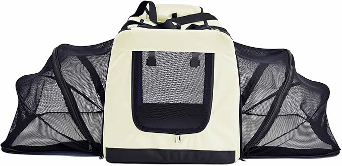 Pet Life Hounda Accordion Metal Framed Soft Folding Expandable Dog Crate - Collapsible Folding Pet Crate or Dog Kennel with Triple Expansion Room Large