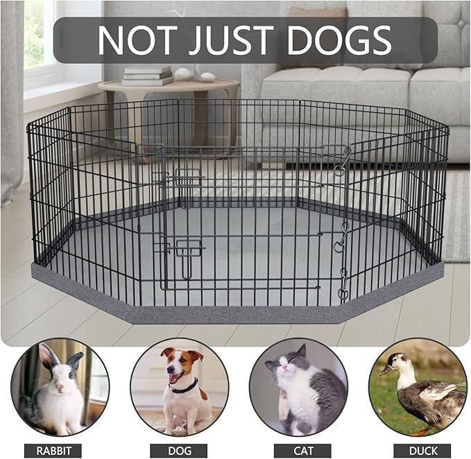 PETIME Foldable Metal Dog Exercise Pen/Pet Puppy Playpen Kennels Yard Fence Indoor/Outdoor 8 Panel 24" W x 30" H with Bottom Pad (with Bottom pad, 8 Panels 30" H)
