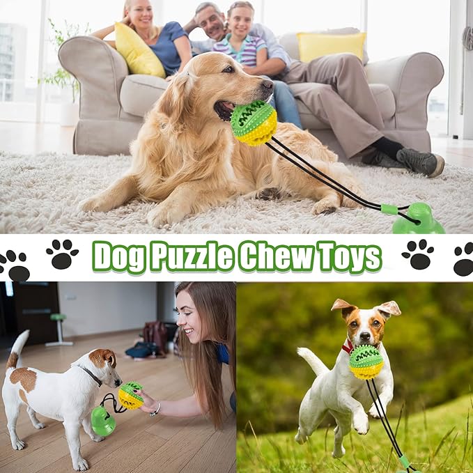 Dog Toys, Dog Chew Toys for Aggressive chewers, Puppy Dog Training Treats Teething Rope Toys for Boredom, Dog Puzzle Treat Food Dispensing Ball Toys for Puppies Teething Small Dogs (Green)