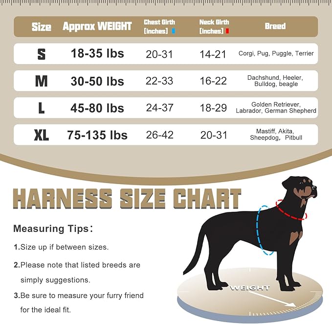 AUROTH Tactical Harness for Large Dogs No Pull Adjustable Pet Harness Reflective K9 Working Training Easy Control Military Service Pet Vest Army Yellow XL