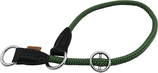 Braided Rope Collar, Pro Training Dog Collar, No Pull Round Martingale Collar, Slip Collar with Slidable Stop Ring - Ideal for Small Dogs (S(1/3") - 16" Long, Dark Green)