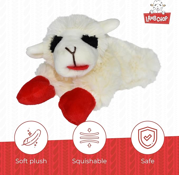 Multipet INTERNATIONAL 843140 Lambchop Plush Squeak Toy Mini for Pets, 6-Inch, White, small