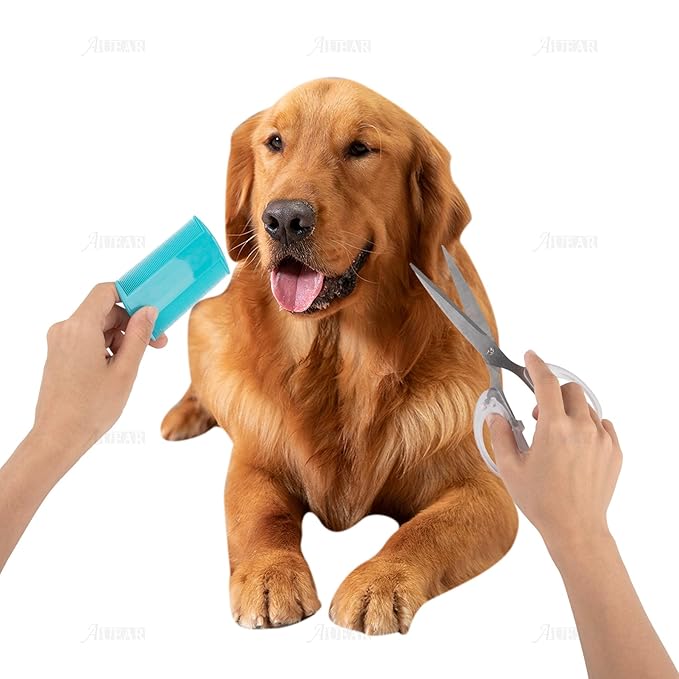 AUEAR, 12 Pack Plastic Pet Comb Flea Lice Dog Cat Double Sided Fine Tooth Hair Grooming 4 Colors