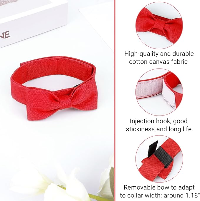 Segarty Dog Bow Ties for Small Medium Dogs, Adjustable Red Bowtie Collar, Durable Cat Neck Tie Tuxedo Comfortable Cotton Girl Pets Grooming Accessories for Formal Wedding Holiday Birthday Valentines
