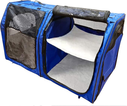 Cat Show House Portable Kennel Double Crate for Home or Travel Easy Fold Compact Storage Dog Pet House All Soft Mats Include