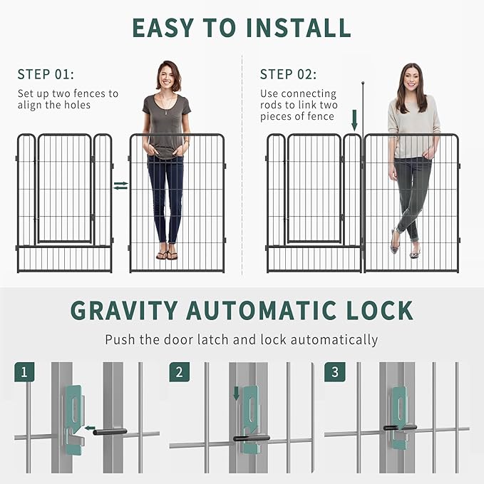 Musen Dog Playpen Indoor Outdoor, 8 Panels Dog Pen 40" Height Dog Fence Exercise Pen with Doors for Large/Medium/Small Dogs, Portable Pet Playpen for Yard, RV, Camping