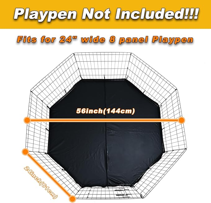 Dog Playpen Bottom Pad/Top Cover,[Playpen Not Included !!!] Octagon Playpen Kennel Cover,Playpen Cover for Pets,Leak-Proof and Easy to Clean.Suitable for Metal 8 Plate Fence 24 inch Pet Pen Cover.
