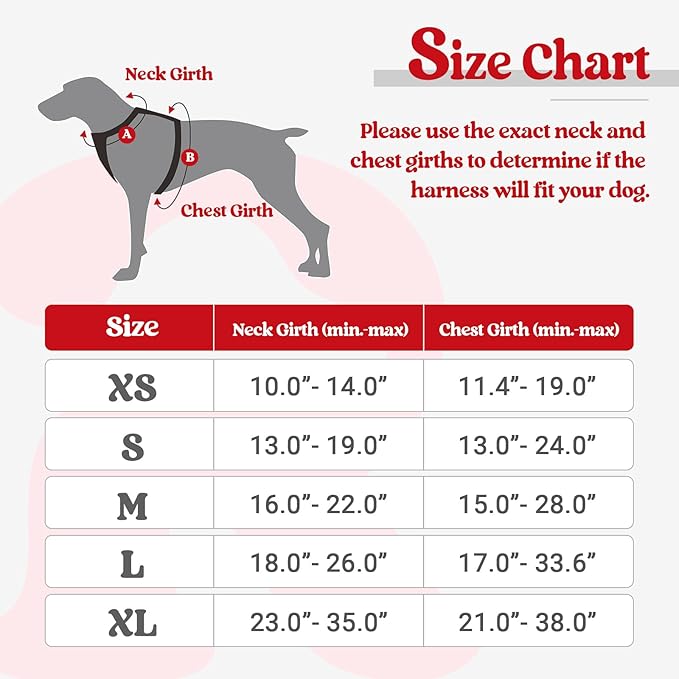rabbitgoo Dog Harness, No-Pull Pet Harness with 2 Leash Clips, Adjustable Soft Padded Dog Vest, Reflective No-Choke Pet Oxford Vest with Easy Control Handle for Large Dogs, Red, XL