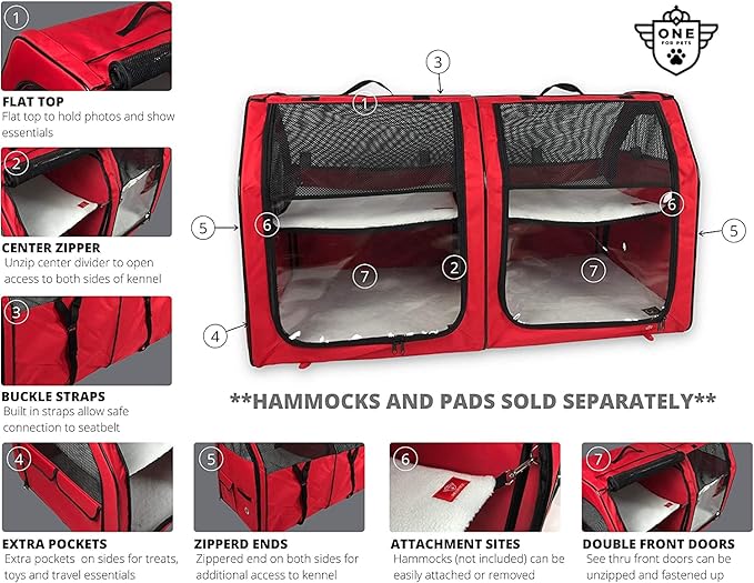 Cat Show House Portable Dog Kennel (Shelter) Red/Cream/Tan, X-Small, Model:2119-Cream-Double