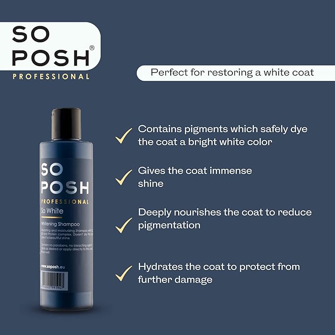 So White Dog Shampoo - with Coconut Oil, Brightens White Coats, Moisturizing & Nourishing, Sulfate, Ammonia & Paraben Free. 8.4 Oz