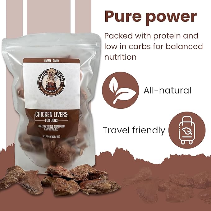Freeze-Dried Raw Chicken Liver Dog Treats - High-Protein, Vitamin A & B12, Iron-Rich Meat Dog Treats - 100% Natural Dog Snacks - 5oz