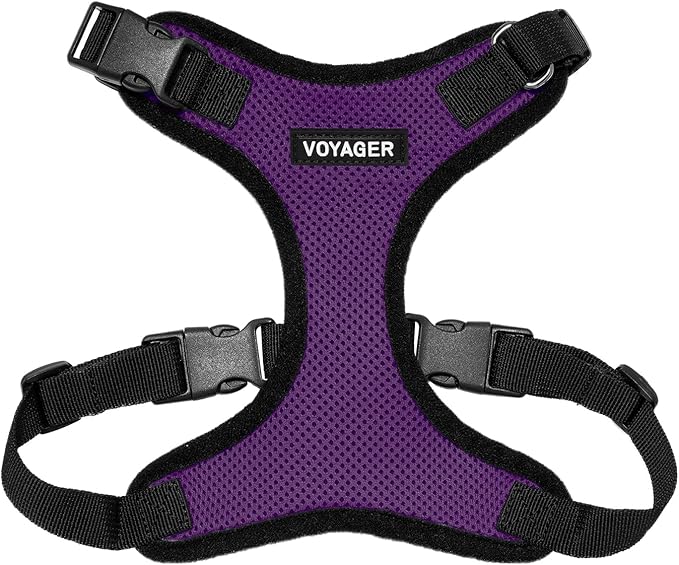Voyager Step-in Lock Pet Harness - All Weather Mesh, Adjustable Step in Harness for Cats and Dogs by Best Pet Supplies - Purple/Black Trim, M