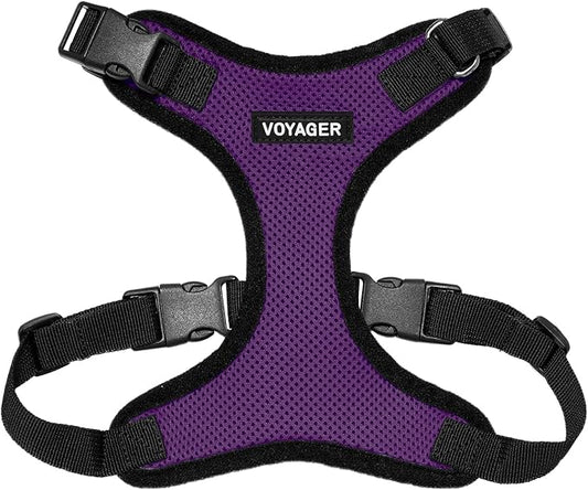 Voyager Step-in Lock Pet Harness - All Weather Mesh, Adjustable Step in Harness for Cats and Dogs by Best Pet Supplies - Purple/Black Trim, M