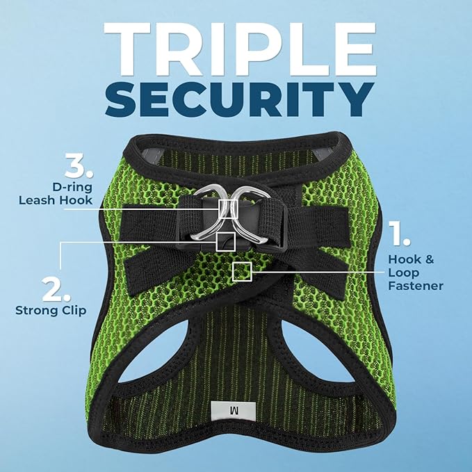 Voyager Step-in Air Dog Harness - All Weather Mesh, Reflective, No Pull Harness for Small, Medium Dogs, Cats - Secure with Hook & Loop Fastener, Buckle, Double D-Rings - Lime Green 2-Tone, L