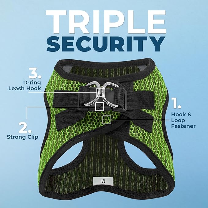 Voyager Step-in Air Dog Harness - All Weather Mesh, Reflective, No Pull Harness for Small, Medium Dogs, Cats - Secure with Hook & Loop Fastener, Buckle, Double D-Rings - Lime Green 2-Tone, XL