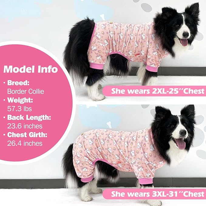 KYEESE Dog Pajamas Medium Sized Dog Comfy Clothes Coat Stretchy Pet Onesie Outfit Soft Pjs Velvet Doggie Jammies with Dinosaur, XX-Large