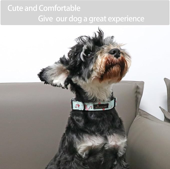 ARING PET Flamingo Dog Collar-Cute Summer Small Dog Collars, Adjustable Lightweight Cotton Pet Collars for Small Medium Large Boy and Girl Dogs, Small