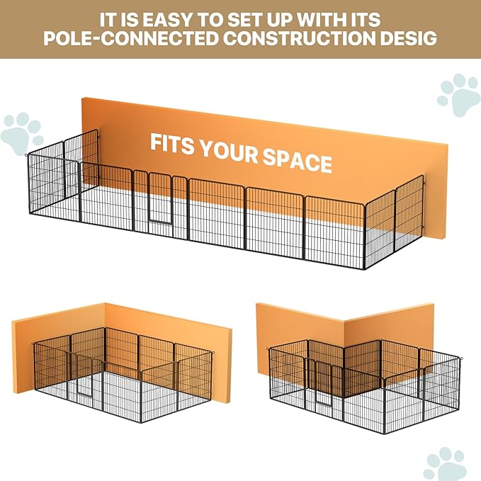 MoNiBloom Dog Playpen Outdoor, 32" Height 10 Panels Heavy Duty Metal Dogs Pen for Medium/Small Animals Pet Exercise Pen for RV Camping Yard