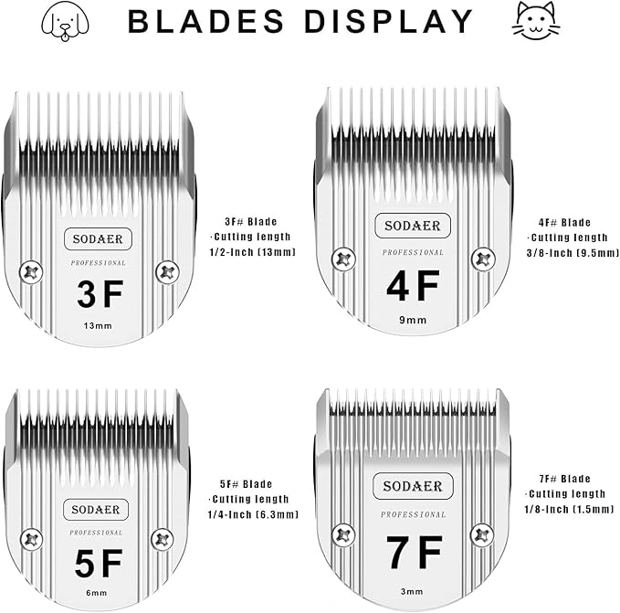 3F Detachable Pet Dog Grooming Clipper Ceramic Blade Compatible with Wahl Bravura .Chromado，Creativa，Figura Dog Clippers for Dogs Grooming，Size 3F Cut Length 1/2"(13mm), 2pack