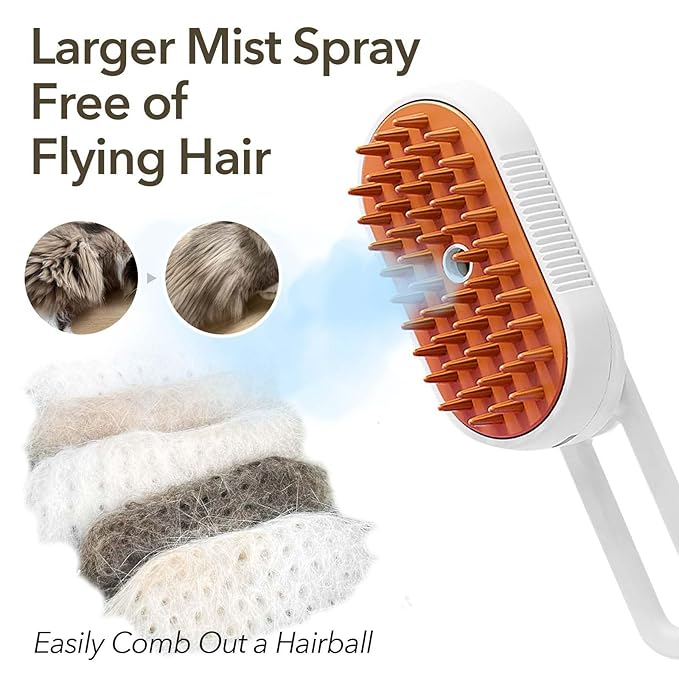 Cat Steam Brush for Shedding, Steam Brush for Indoor Cats, Water Brush, Cat Spray Mist Massaging Brush, Pet Hair Removal Brush, Suitable for Cats, Dogs and Rabbits, Cat Cleaning Brush