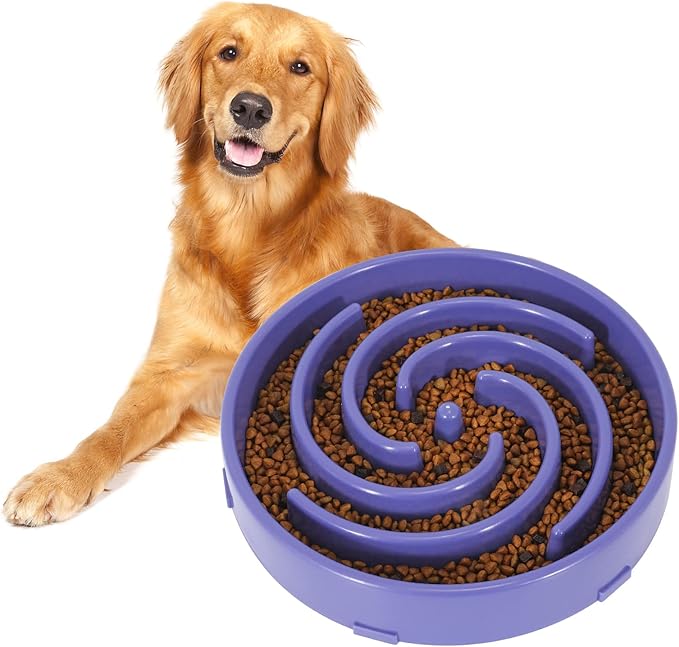Slow Feeder Large Dog Bowls for Large Medium Dog Non Slip Maze Puzzle Bowl Pet Slower Food Feeding Dishes Interactive Bloat Stop Dog Bowl Preventing Choking Healthy Dog Bowl, Lavender
