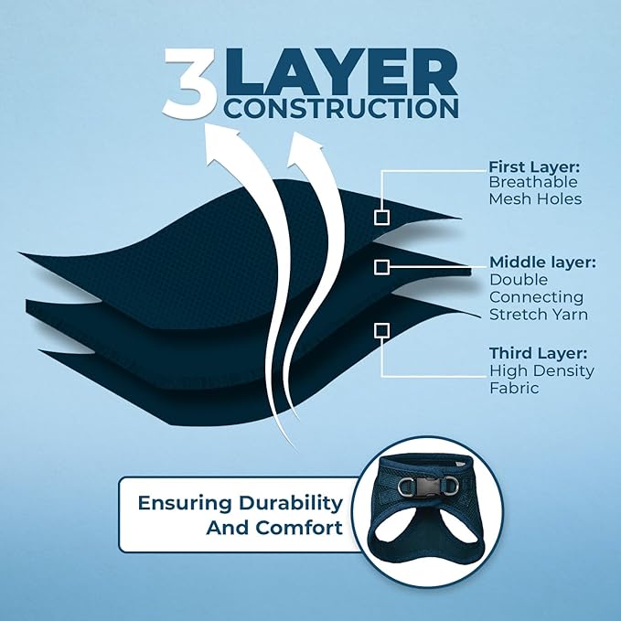 Voyager Step-in Air Dog Harness - All Weather Mesh, Reflective, No Pull Harness for Small, Medium Dogs, Cats - Secure with Hook & Loop Fastener, Buckle, Double D-Rings - Blue, XS