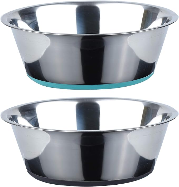 PEGGY11 Deep Stainless Steel Anti-Slip Dog Bowls - 2-Pack, 6 Cups