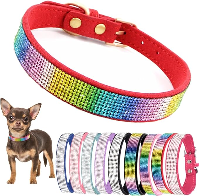 Rhinestone Dog Collars for Large Dogs, Bling Dog Collar with Diamond Crystal Glitter Sparkling Female Dog Collars for Medium Large Dogs Dark Black, XXL