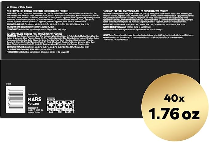 Cesar Wet Dog Food 40 Count Multipack