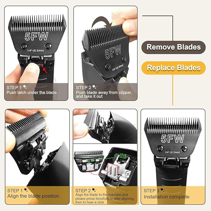 4PCS Wide Blades for Dog Grooming Blades Compatible with Andis Dog Clippers,Dog Clipper Blades Compatible with Oster A5,Wahl km10 Dog Clippers,Stainless-Steel Blade Sharp,Size:10W+30W+5FW+7FW