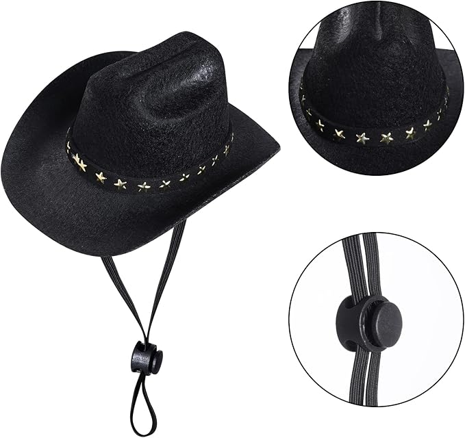 choyaxo Pet Cowboy Costume Halloween Costumes for Dogs Cat Cowboy Hat with Bandana Scarf- Black, Small