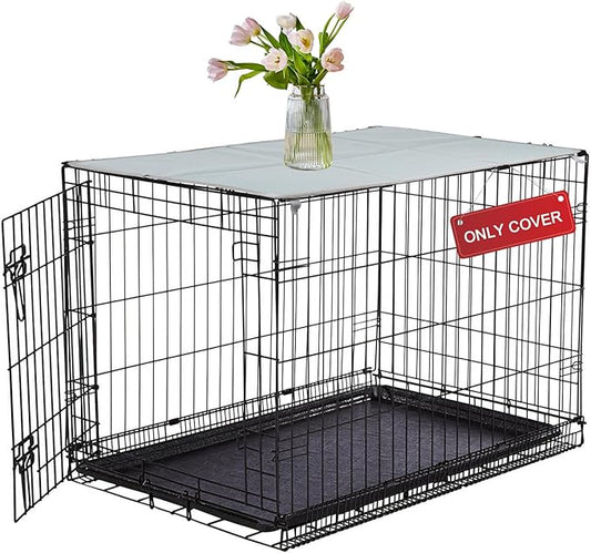 Pethiy Dog Crate Topper Oxford Cloth for 30 Inch Cages Collapsible Pet Crate Table Topper with 6 Magic Tape Fixed,Fits Most 24-48 inch Dog Crates (Dog Crate Not Include)