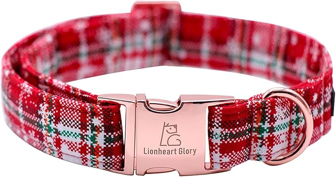 Lionheart glory Christmas Plaid Dog Collar, Dogs Collar Adjustable Soft and Comfortable Dog Collars for Medium Dogs Girl or Boy Pet Gift Fall Collar Dog Collar