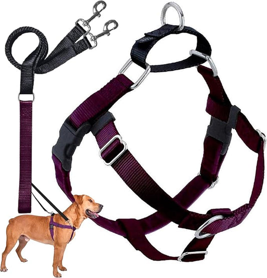 2 Hounds Design Freedom No Pull Dog Harness | Comfortable Control for Easy Walking |Adjustable Dog Harness and Leash Set | Small, Medium & Large Dogs | Made in USA | Solid Colors | 1" LG Burgundy