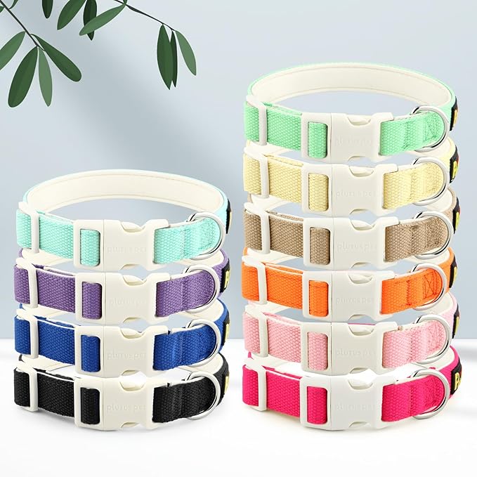 Plutus Pet Cotton Dog Collar, Heavy Duty Collar with Soft Padding, Adjustable and Comfortable for Small Medium and Large Dogs, Pink, M