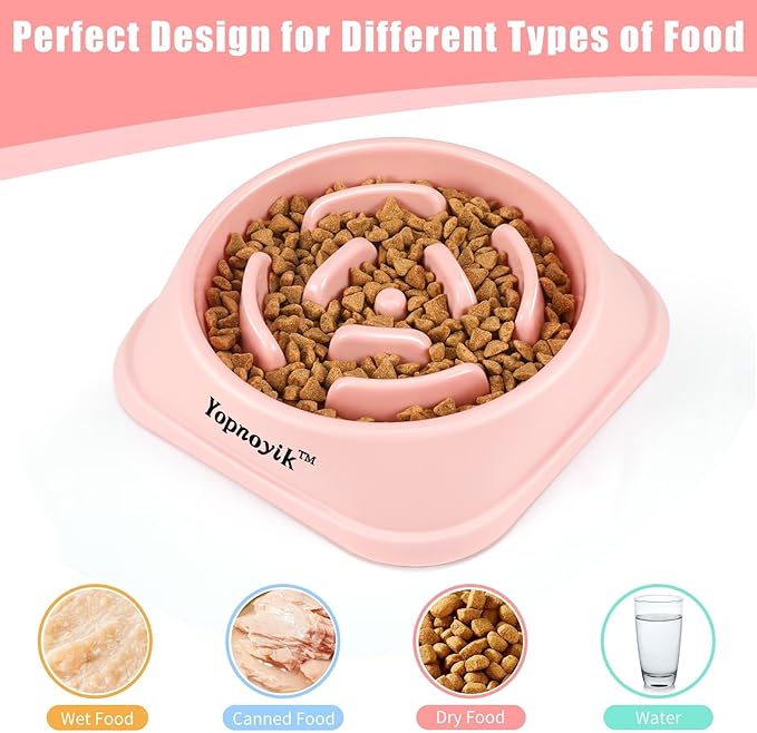 Slow Feeder Dog Bowls for Healthy Eating, Non-Slip and Anti-Choking Design, Reduces Bloating & Overeating for Small & Medium Dogs and Cats, Easy to Clean