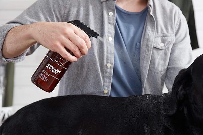 The Spruce Waterless Pet Wash, No Rinse Moisturizing Shampoo for Pets - Daily Pet Care - Cleaning, Cleansing, and Conditioning for Dogs, Puppies, and Cats - 2 oz Travel Size, 3 Pack, Lavender