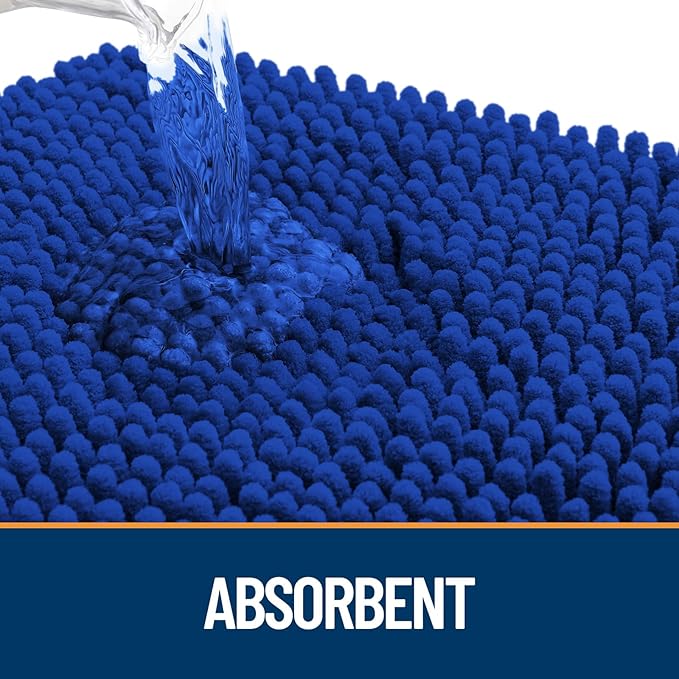 OLANLY Dog Door Mat for Muddy Paws 36x24, Absorbs Moisture and Dirt, Absorbent Non-Slip Washable Mat, Quick Dry Chenille, Mud Mat for Dogs, Entry Indoor Door Mat for Inside Floor, Royal Blue