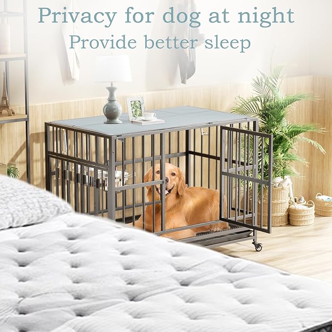 Pethiy Dog Crate Topper Oxford Cloth for 30 Inch Cages Collapsible Pet Crate Table Topper with 6 Magic Tape Fixed,Fits Most 24-48 inch Dog Crates (Dog Crate Not Include)