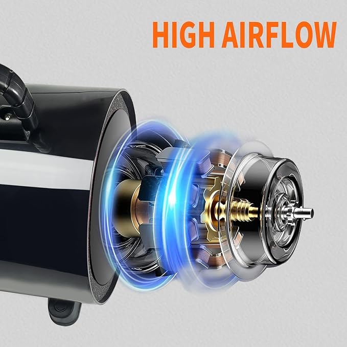 High Velocity Professional Dog Grooming Dryer,Adjustable Temperature and Speed Hair Dryer for Pets with 4 Nozzles