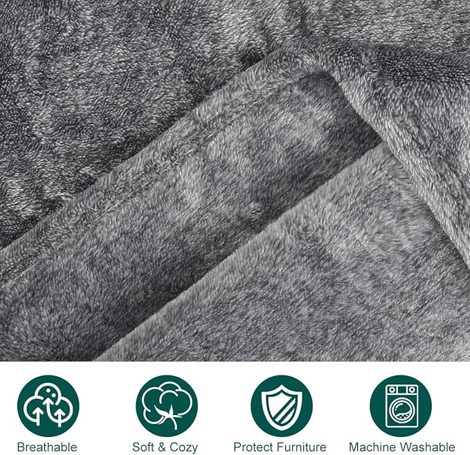 Onarway Dog Blanket Washable for Bed: Dog Blankets 78”x59” - Fluffy Soft Large Throw for Cat Puppy Kitten Dogs - Fleece Pet Blankets for Crate Couch Car and Indoor - Grey