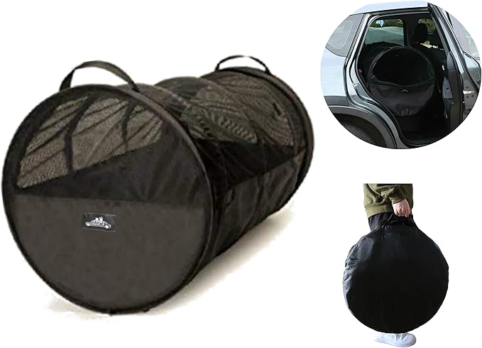 Pet Travel Tube Car Crate Kennel, Pet Containment Barrier Mesh Tube, Soft Pet Cage, One Large Size Fits All