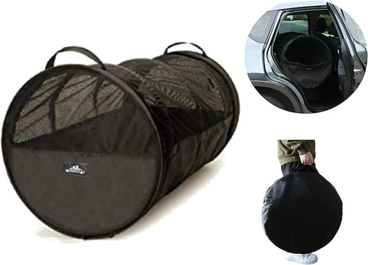 Pet Travel Tube Car Crate Kennel, Pet Containment Barrier Mesh Tube, Soft Pet Cage, One Large Size Fits All