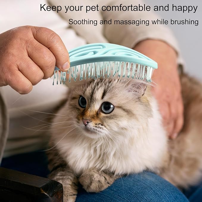 Eco-Friendly Detangling Pin Brush for Dogs and Cats | Ergonomic Handle Pet Brush for Wet or Dry Hair, Gentle Grooming Tool for Pets, Green