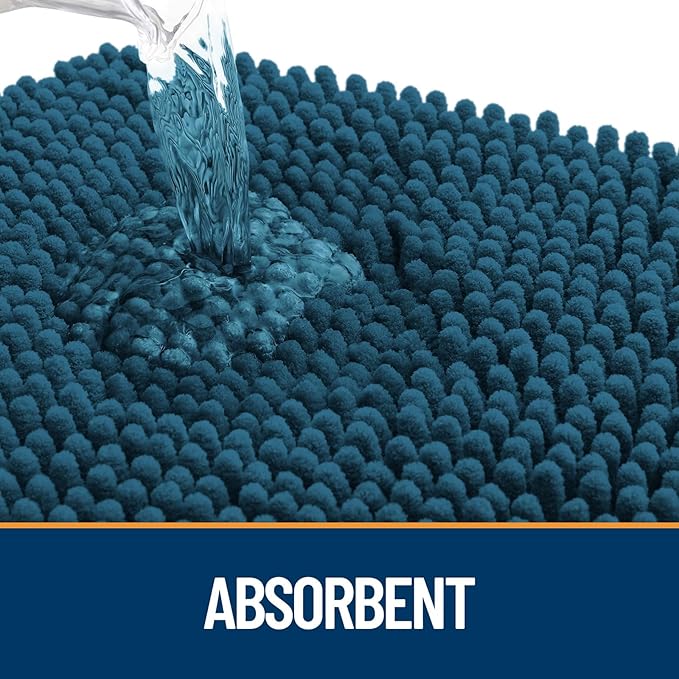 OLANLY Dog Door Mat for Muddy Paws 59x24, Absorbs Moisture and Dirt, Absorbent Non-Slip Washable Mat, Quick Dry Chenille, Mud Mat for Dogs, Entry Indoor Door Mat for Inside Floor, Atlantic Blue