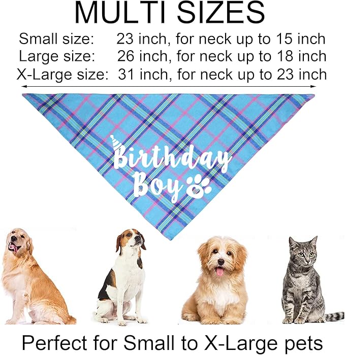 Dog Birthday Party Supplies, Multi Sizes Dog Birthday Bandana Boy Dog Birthday Hat Crown with Birthday Numbers Bow Tie for Large Extra Large Dogs Pets (Light Blue, X-Large)